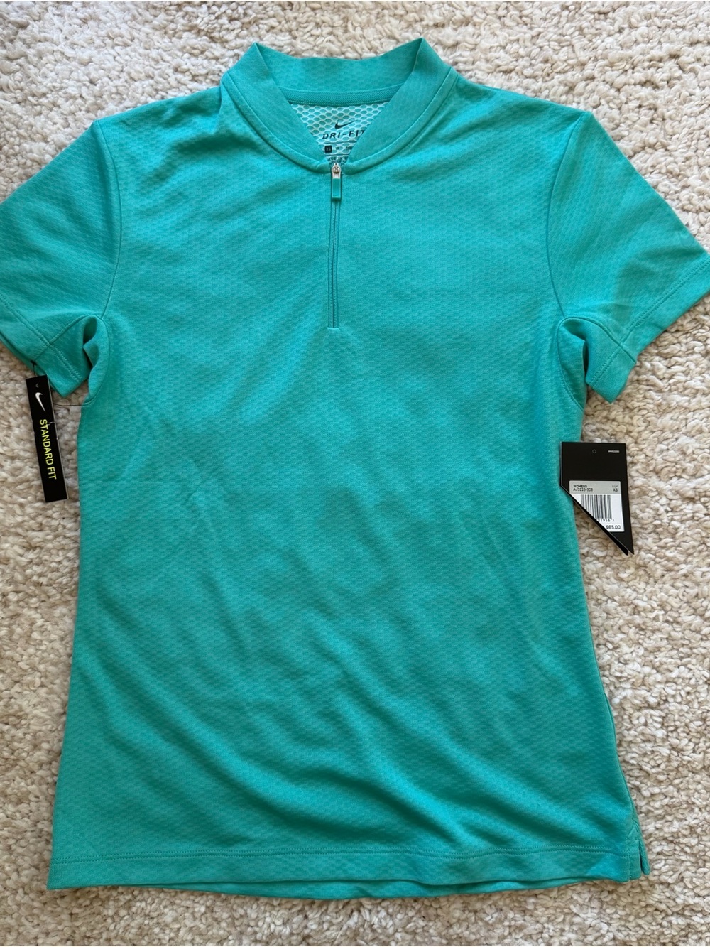 Nike Dri-FIT Women's Teal Short-Sleeve Zip-Front Golf Top